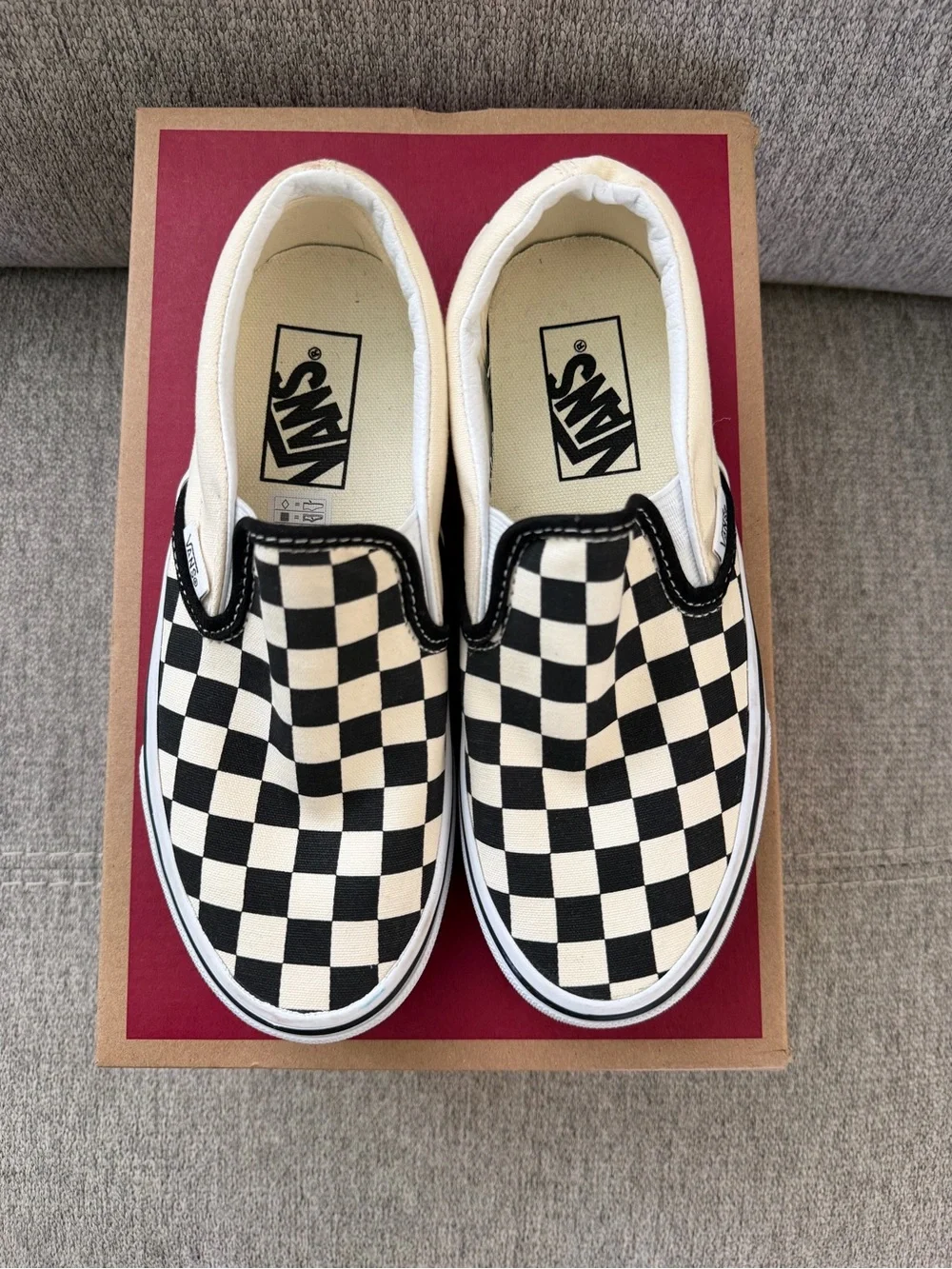 Vans Kids Checkerboard Slip-On Sneakers - Black and White